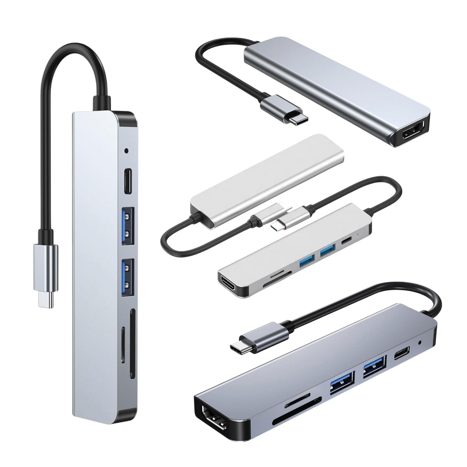 Hub USB Tipo C 6 em 1 com HDMI 4K, 3 Portas USB 3.0, Leitor SD e Micro SD, PD 100W Adaptador USB C para USB e HDMI Compatível com MacBook, Notebook e Docking USB C
