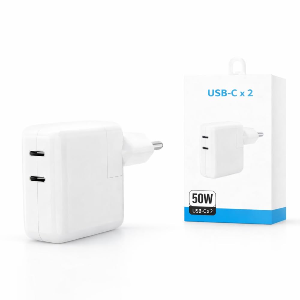 Fonte Carregador para Macbook iPhone 15 16 17 IPad Macbook A1534 A1540 A1646 A1706 A1707 A1708 A1718 A1719 Macbook Air 12v 2.5A 50W de Potência 2 Portas Usb-C Bivolt