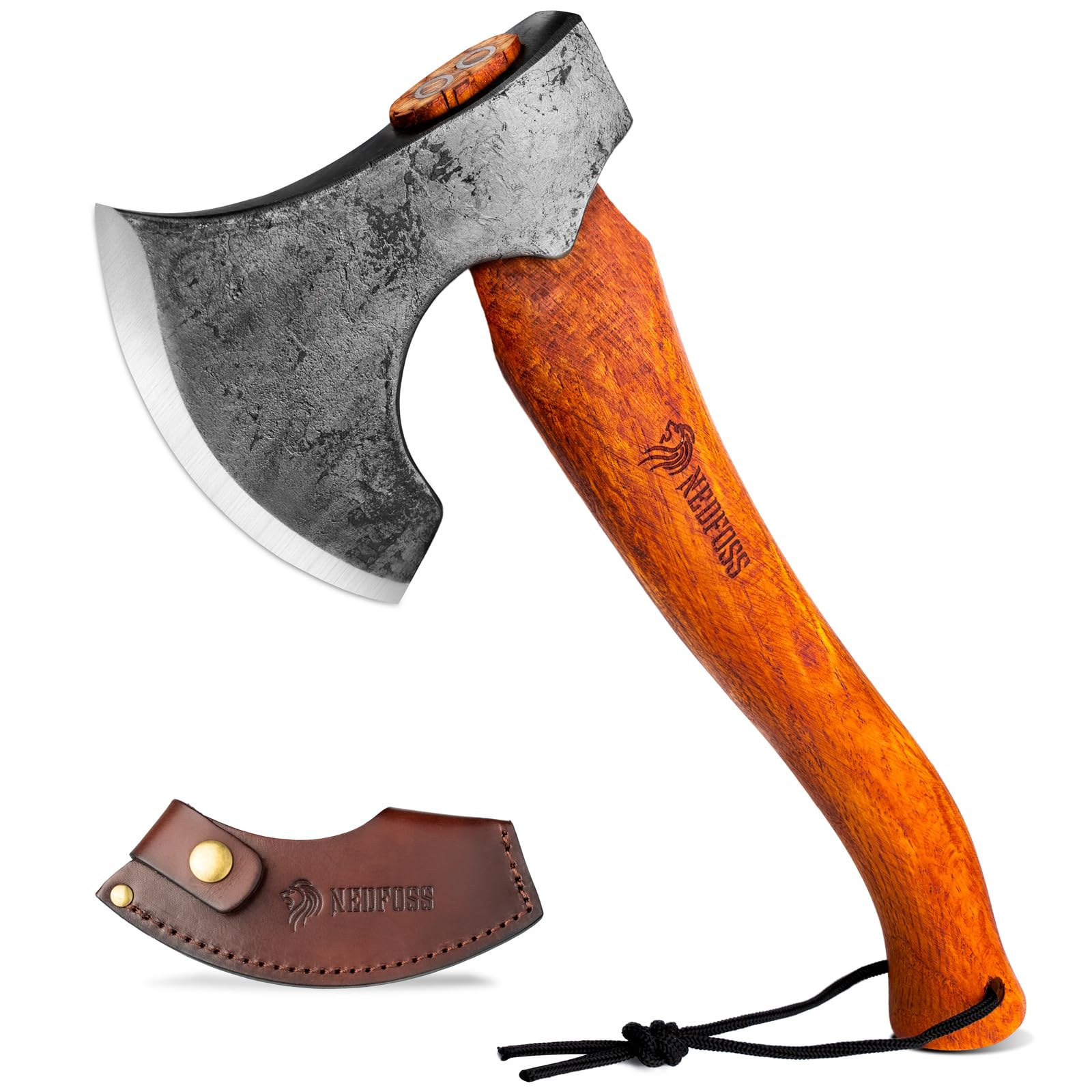 NedFoss Machado de Acampamento Mammoth, Machado de 38 Cm com Aço Carbono 1065 E Cabo de Madeira, Machado Multiuso para Acampamento, Bushcraft E Sobrevivência, Presente para Homens.