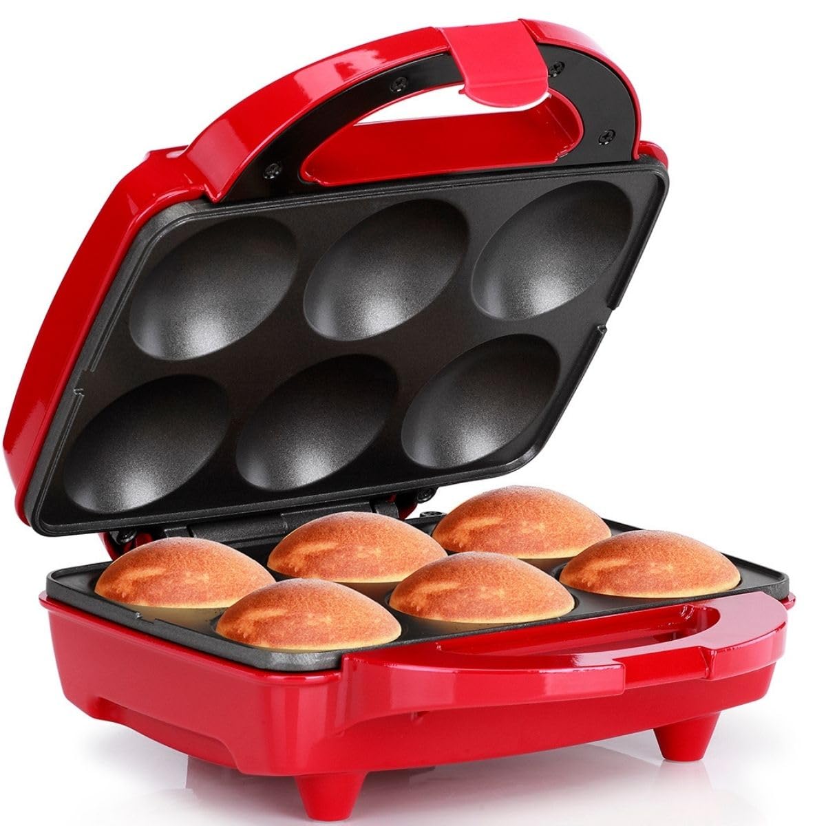 Holstein Housewares Máquina de cupcake HF-09013R, faz 6, vermelho