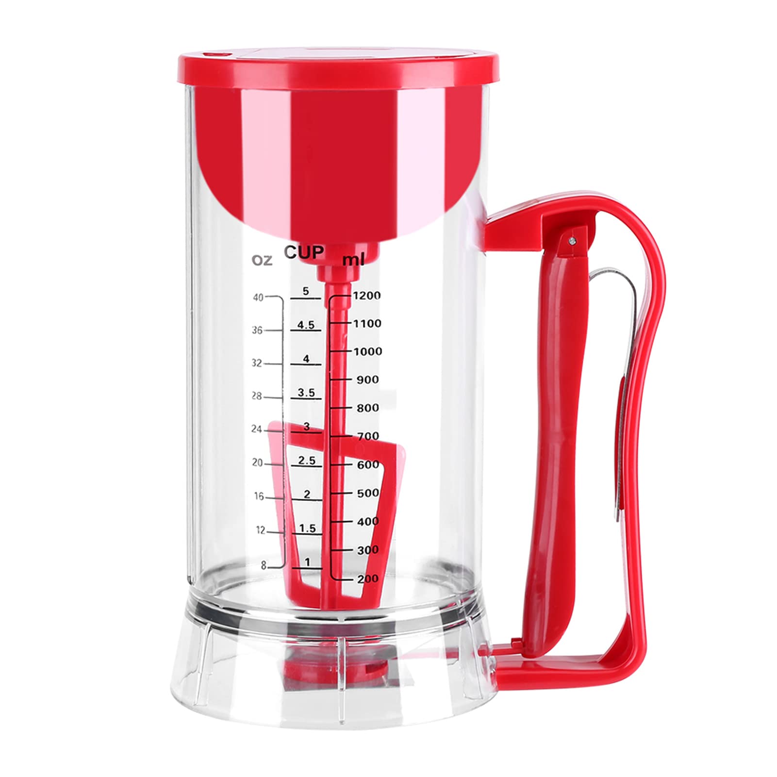 Batedor de Massa Elétrico Sem Fio Multiuso, Misturador Elétrico Alimentado por Bateria, Panqueca, Cupcake Waffle, Batedeira de Alimentos em ABS Premium Vermelho Transparente