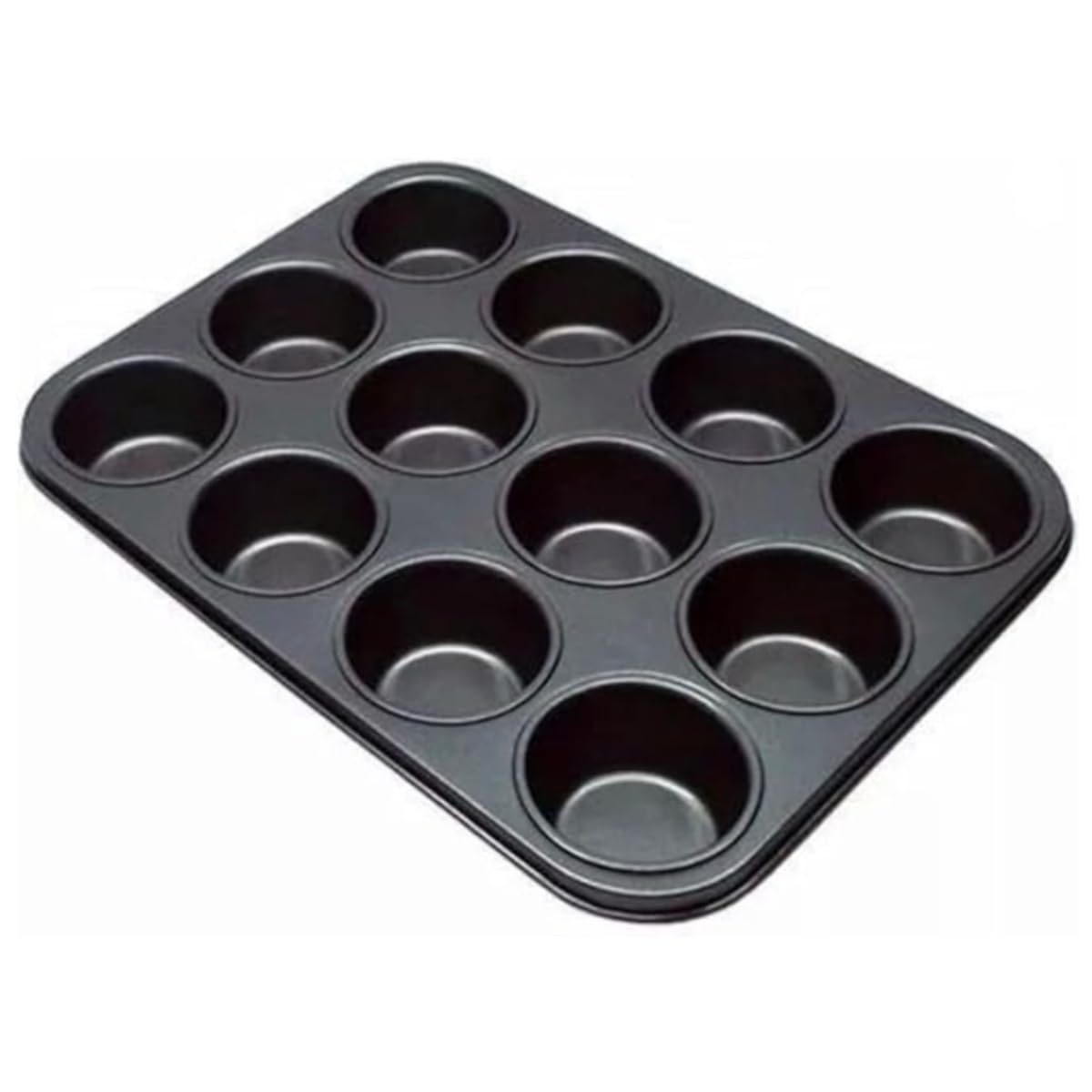 Forma Assadeira para Cupcake e Muffin, 12 Cavidades, Antiaderente de Teflon, 27x25x3 cm, Preta