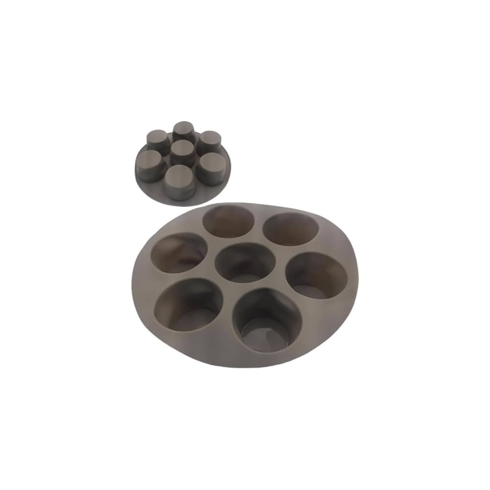 Forma de Silicone para Cupcake Air Fryer, 7 Cavidades, Antiaderente, Vermelha e Cinza Sortida, 21cm Diâmetro, 102g