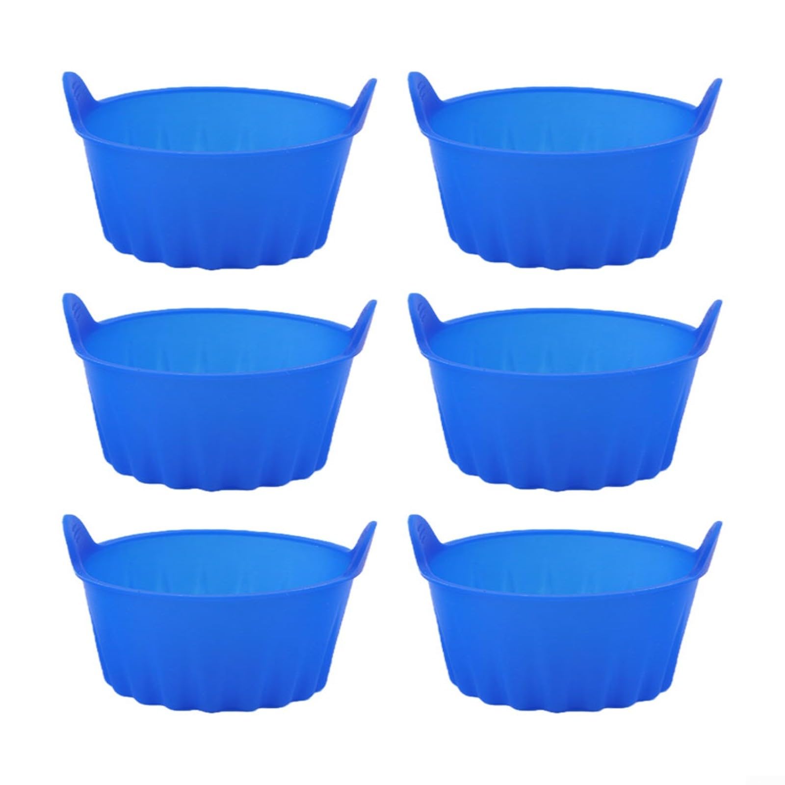 6 peças de silicone para fritadeira a ar, ramequins antiaderentes reutilizáveis para ovos, muffins, cupcakes, forno resistente a altas temperaturas para MOLD, cor preta (azul)