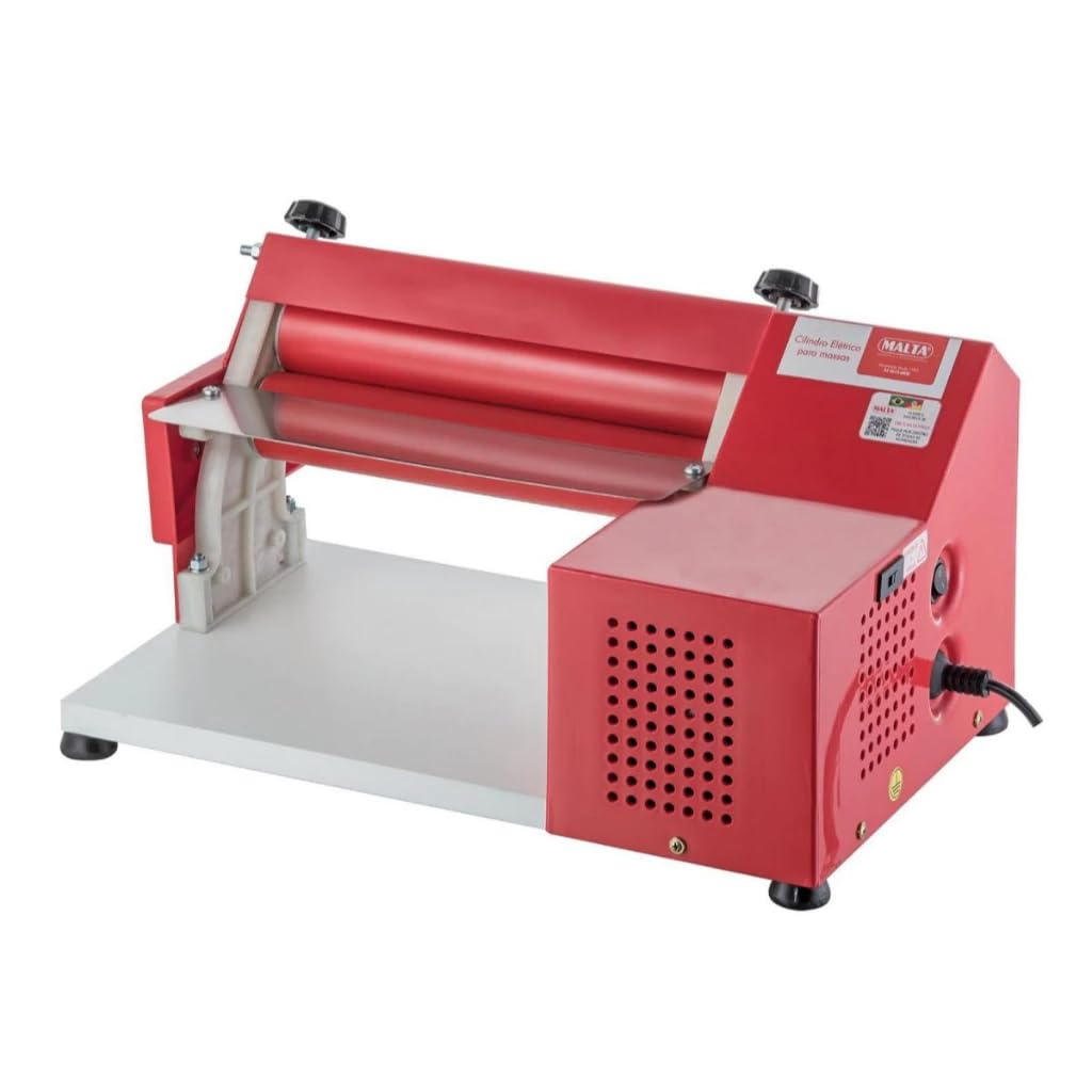Cilindro Elétrico para Massa, Rolo Antiaderente 30 cm, Abertura Ajustável 0-8mm, Motor 1/4 CV, Pés Antiderrapantes, para Pão e Pizza