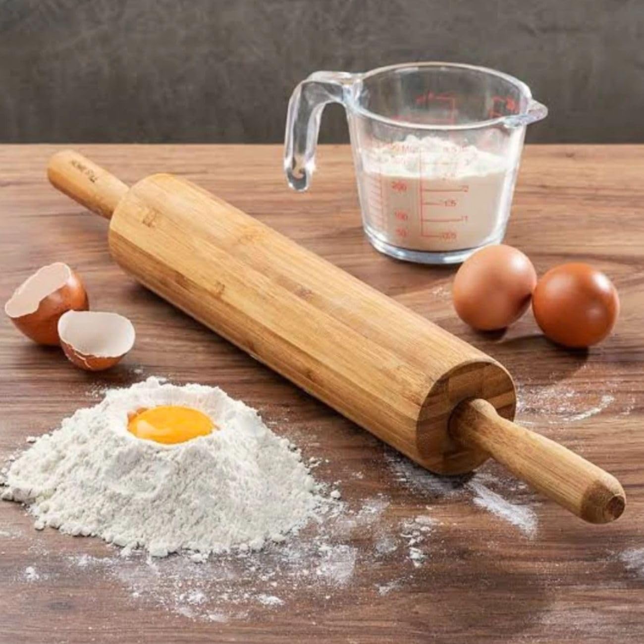 Rolo de Madeira para Massas De Macarrão Pizza Tortas Para Uso Profissional Ideal Para A Sua Cozinha Tamanho de 44 cm Rolagem Fluída