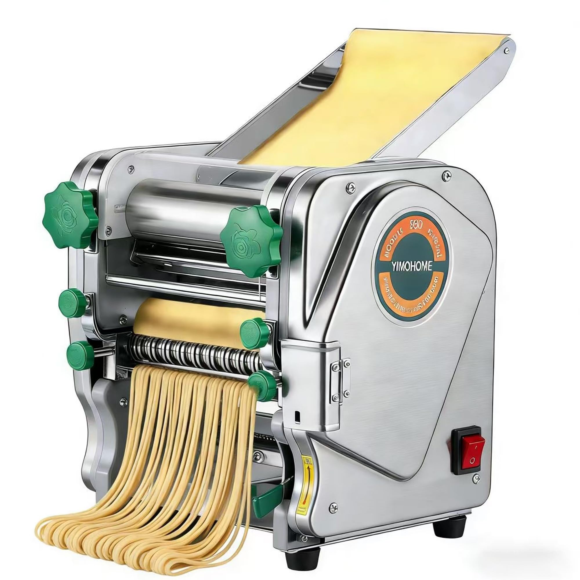 Máquina de fazer massa elétrica comercial para restaurante de negócios, máquina automática de macarrão doméstico, rolo de massa de aço inoxidável, cortador de massa forte de 750 W, folha de
