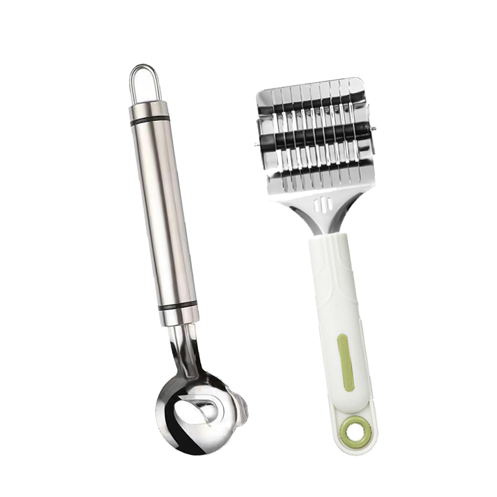 Conjunto de máquina de macarrão 2 em 1 – Cortador de massa de aço inoxidável e ferramenta de fatiar com roda de macarrão de 9 camadas, barbeador de macarrão de aço inoxidável 304, cabo
