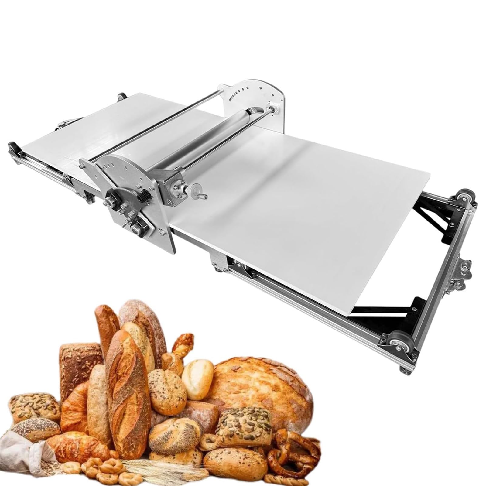 MáQuina DobráVel Abrir Massa, Cilindro EléTrico Para Massa, AçO InoxidáVel, MáQuina Compacta Abrir Massa Para Padaria E Pizzaria, Com Espessura AjustáVel 2-30 Mm E Esteira De Apoio