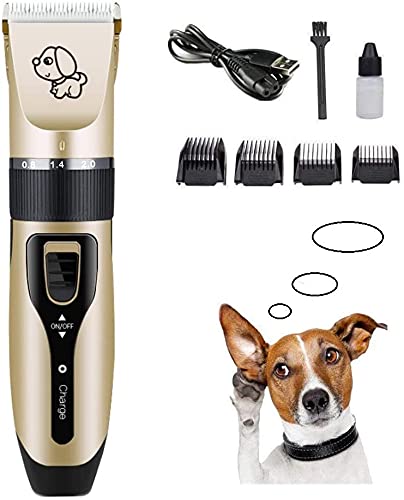 Maquina De Tosa Profissional Pet Sem Fio,4Pentes de Altura,À prova d'água com cabo USB-Ideal Para Retoques e Acabamentos Em Cães e Gatos