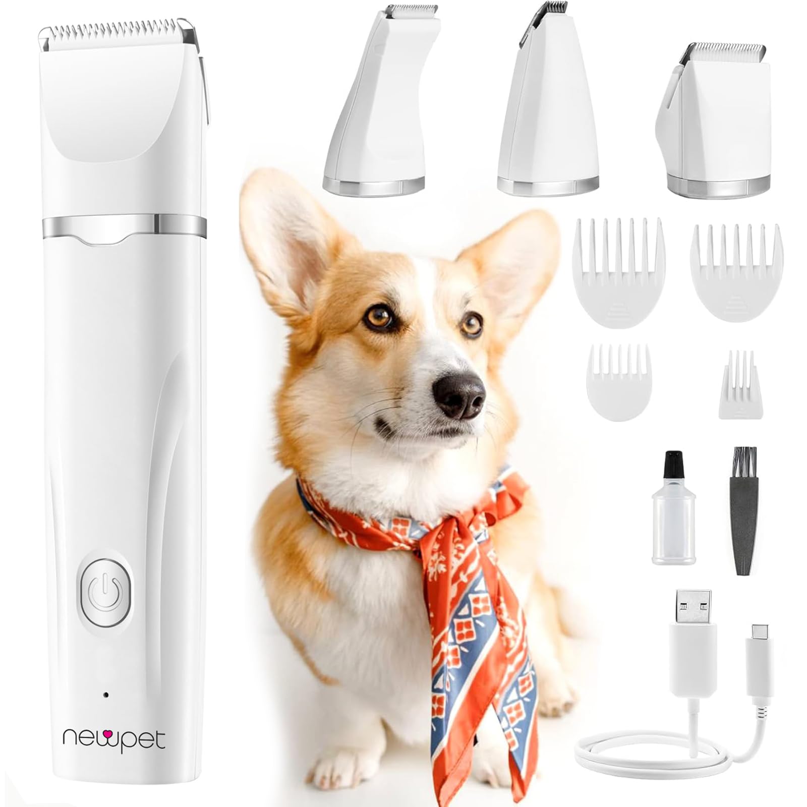 7 em 1 Máquina de Tosa Pets Profissional Kit Silenciosa Aparador com Altura Ajustável Recarregável Para Cães Gatos com Acessórios Bivolt 110/220