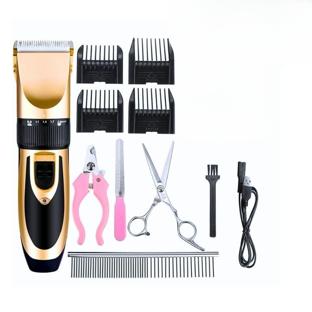 Kit Tosar Pet Máquina de Tosa Pet Profissional + Tesoura e Pente Tosador de Pelos Bivolt(KIT 11 PECES)