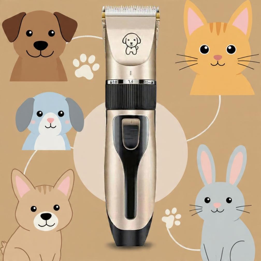 Máquina de Tosa Pet Profissional Recarregável Bivolt 110V/220V Silenciosa com 4 Pentes Ajustáveis Kit Completo para Cães e Gatos – Linha Premium