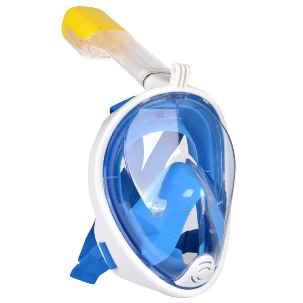 RBSHOPGP Máscara de Mergulho Livre Snorkeling Full Face Com Suporte Para Câmera GoPro Tamanho L/XL Cor Azul