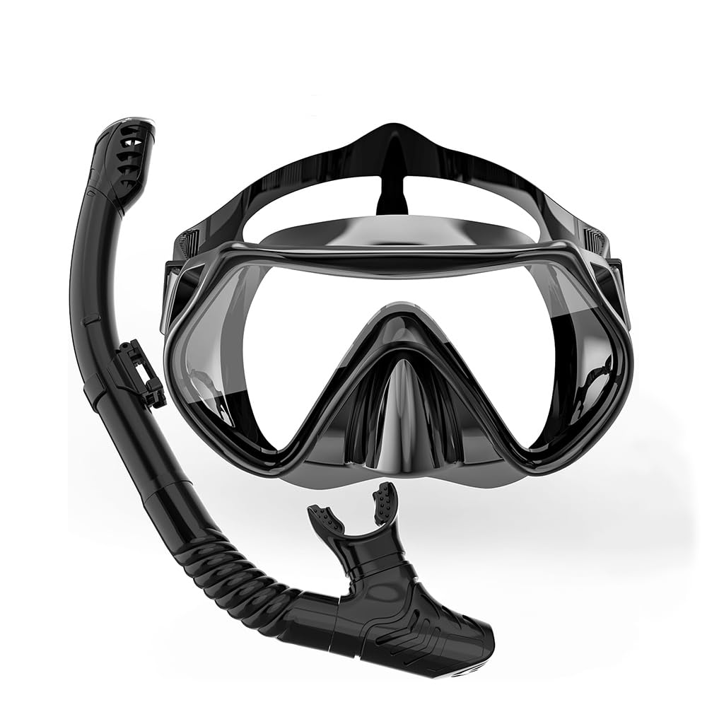 Kit Máscara de Mergulho Snorkel Profissional 180° Vidro Temperado Silicone Ajustável com Suporte para Celular Praia Piscina