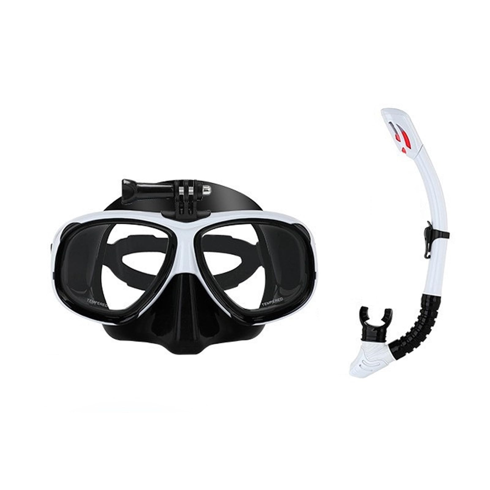 Luocute Máscara de Mergulho Com Snorkel, Lentes de Vidro Temperado Integradas Com Snorkel Seco Dobrável e Suporte para Câmera Removível, Máscara de