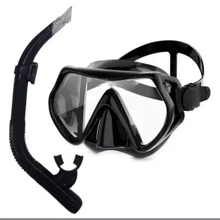 Kit Máscara de Mergulho e Snorkel Adulto Profissional com Vidro Temperado Antiembaçante | Conjunto para Mergulho, Natação, Praia e Piscina