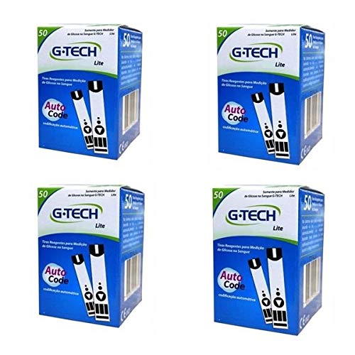 Kit 200 Fitas Tiras De Glicemia Lite Gtech 200 Unidades Gtech