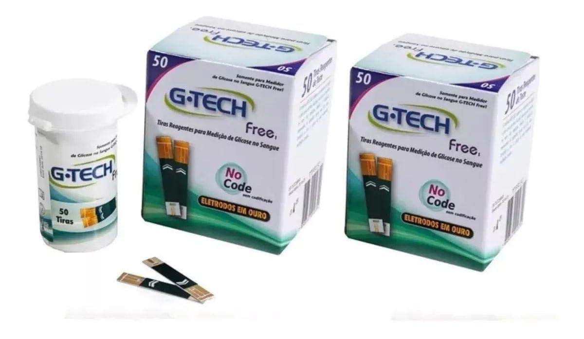 G-Tech Medidor de Glicose Tira Teste Gtech Free 100 Unidades