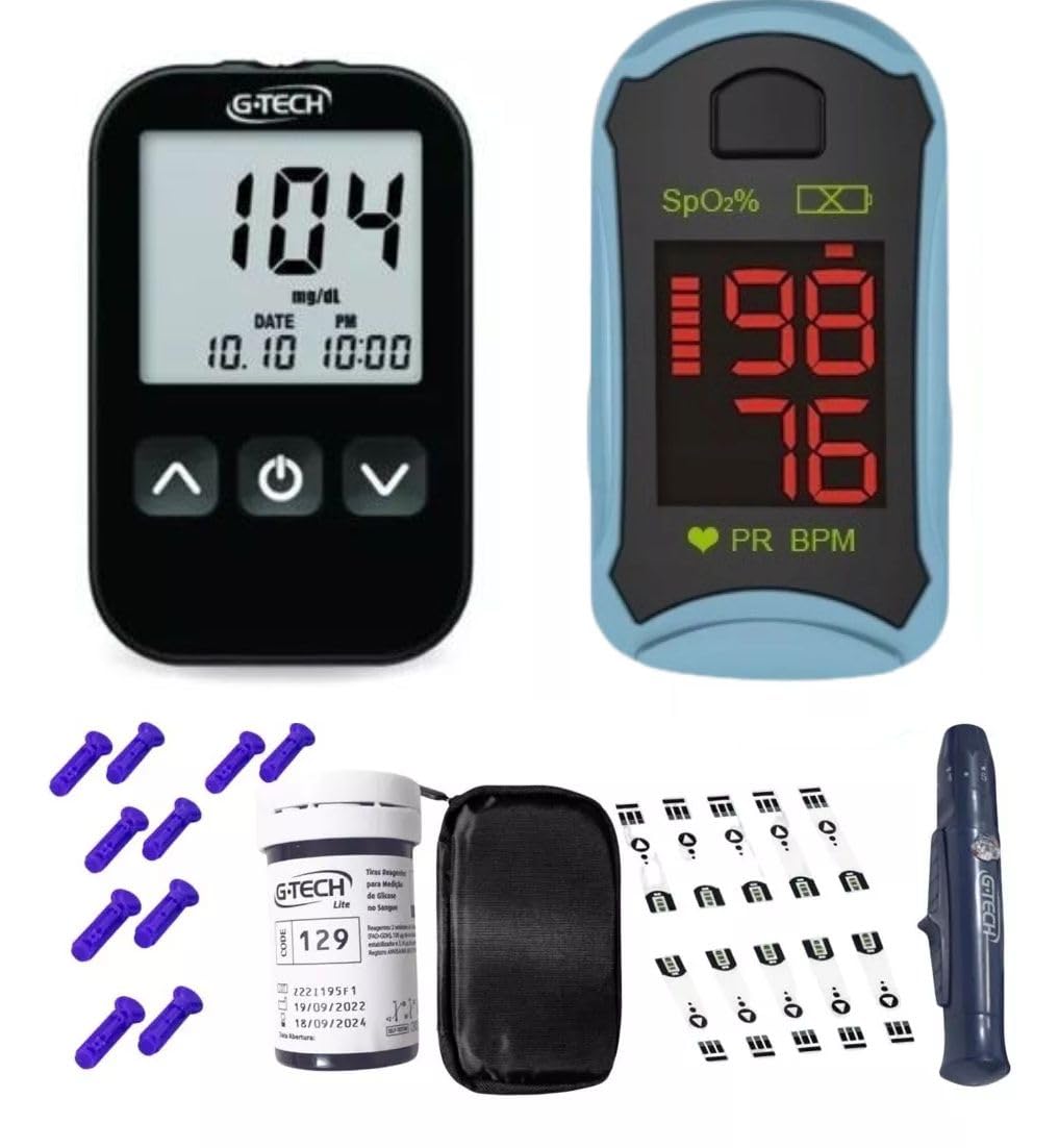 Kit Medidor De Glicose Gtech Lite C/Oximetro Digital