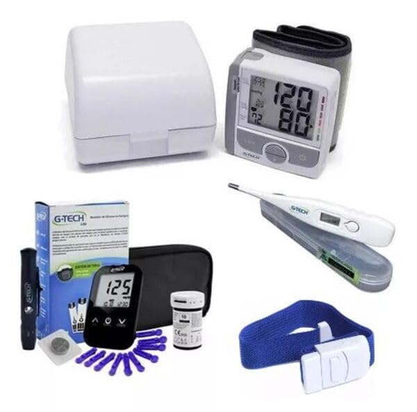 Kit Cuidador Idosos Medidor Glicose Aparelho Pressão Digital