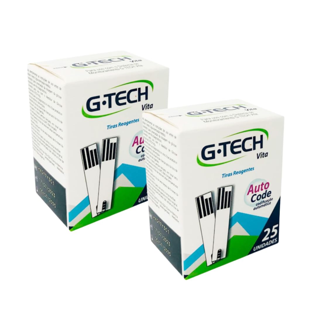 Kit 100 Tiras Reagentes Medição de Glicose G-Tech Vita - Teste Glicemia (100 Unidades)