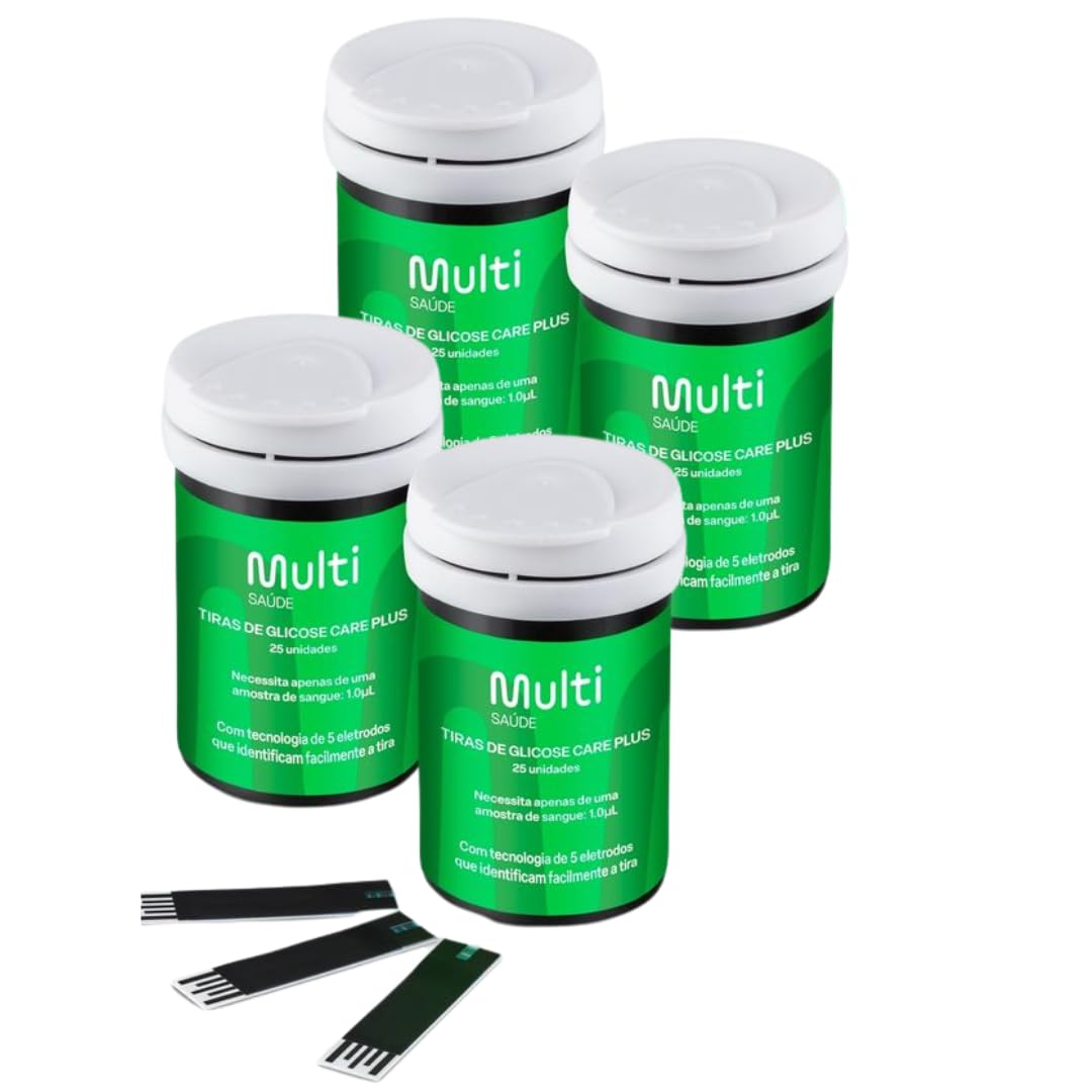 Kit 100 Tiras Reagente Para Glicemia GlicoCheck CarePlus - Multi Saúde