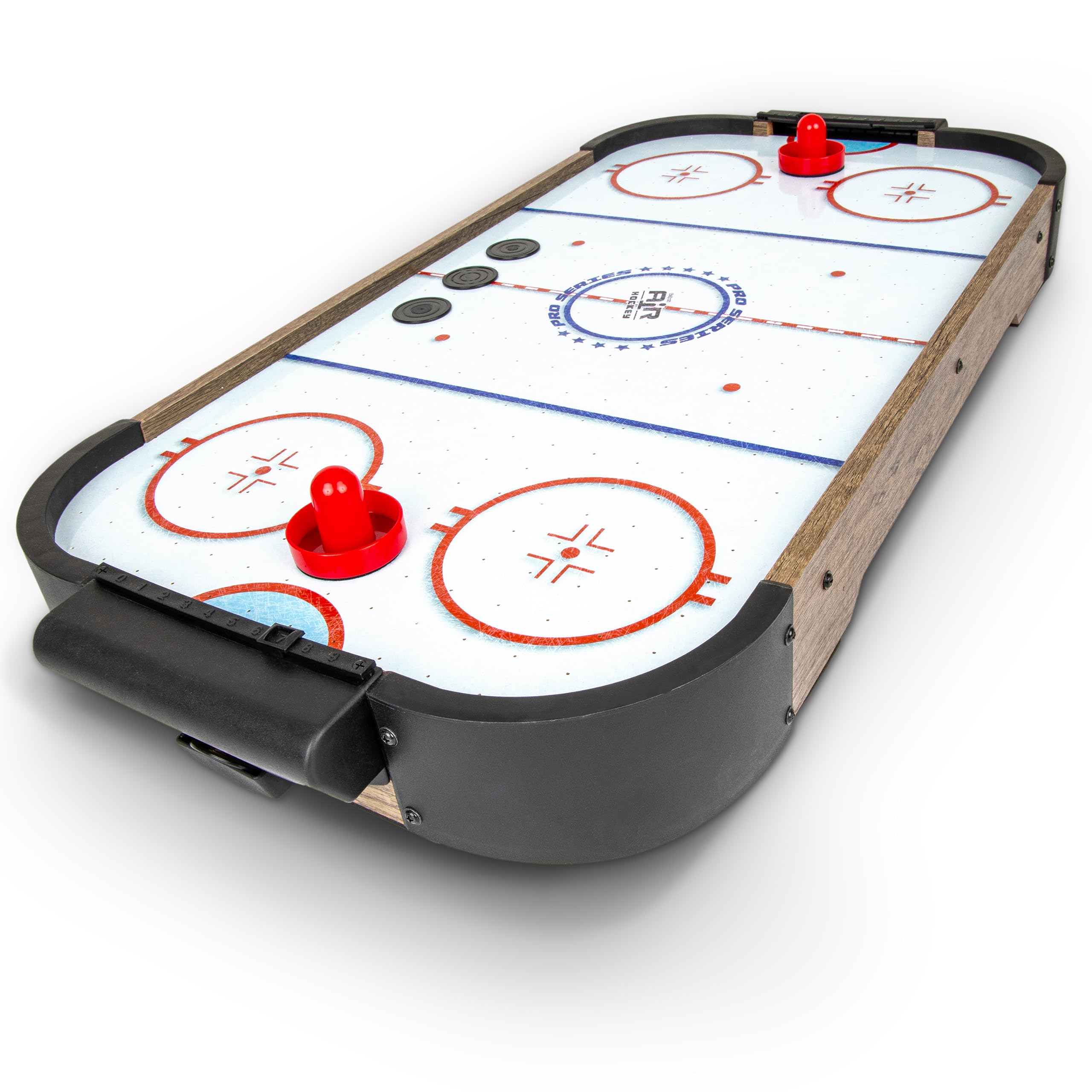 GoSports Jogo de hóquei de ar de mesa de 76 cm para crianças - portátil, mesa de jogo operada por bateria - carvalho ou preto