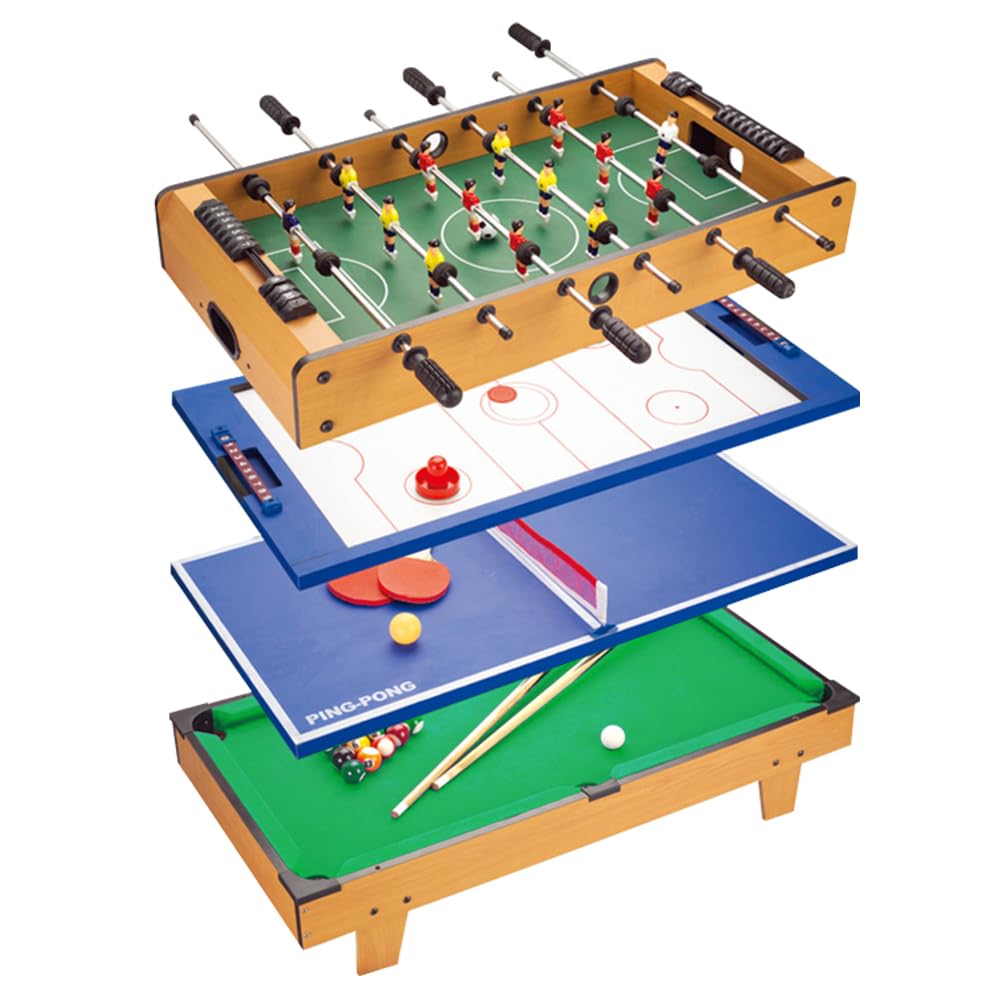TALLO Mesa de jogo combinada 4 em 1 de 81 cm para pebolim, air hockey, bilhar e tênis de mesa, conjunto de vários jogos para sala de jogos em casa