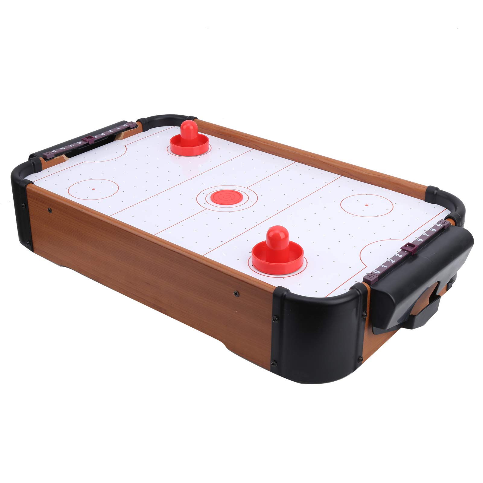 Naroote Jogo de Air Hockey de Mesa Brinquedo Portátil Interativo para Pais e Filhos para Crianças, Conjunto de Air Hockey de Mesa de Madeira para Diversão Em Família, Alimentado por Bateria Com 2