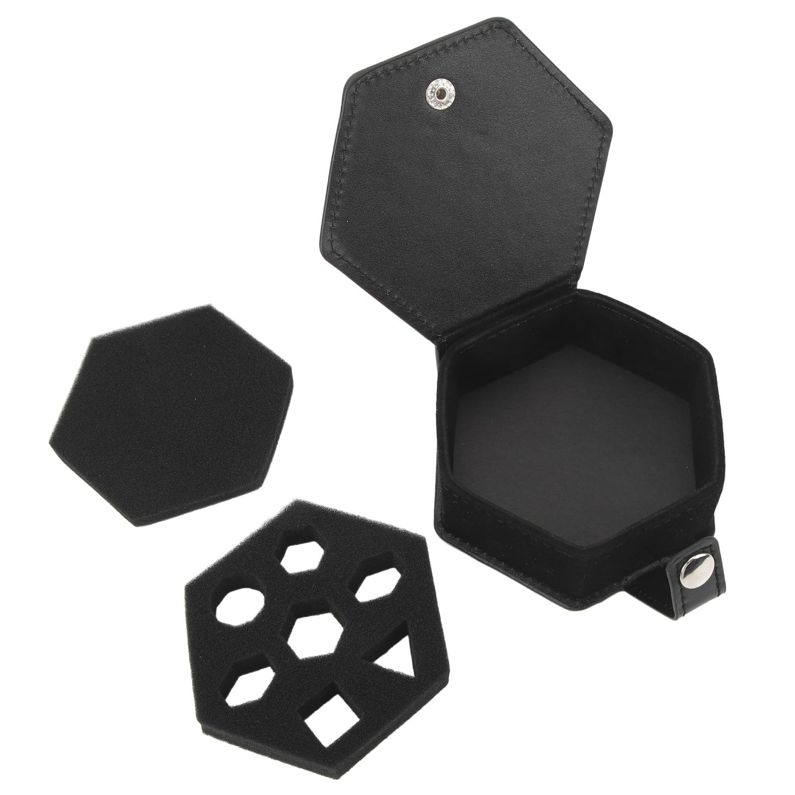 Bandeja de dados, suporte de dados de couro PU, portátil, com rolos, caixa de armazenamento em formato hexagonal, multifuncional para jogos de mesa de viagem