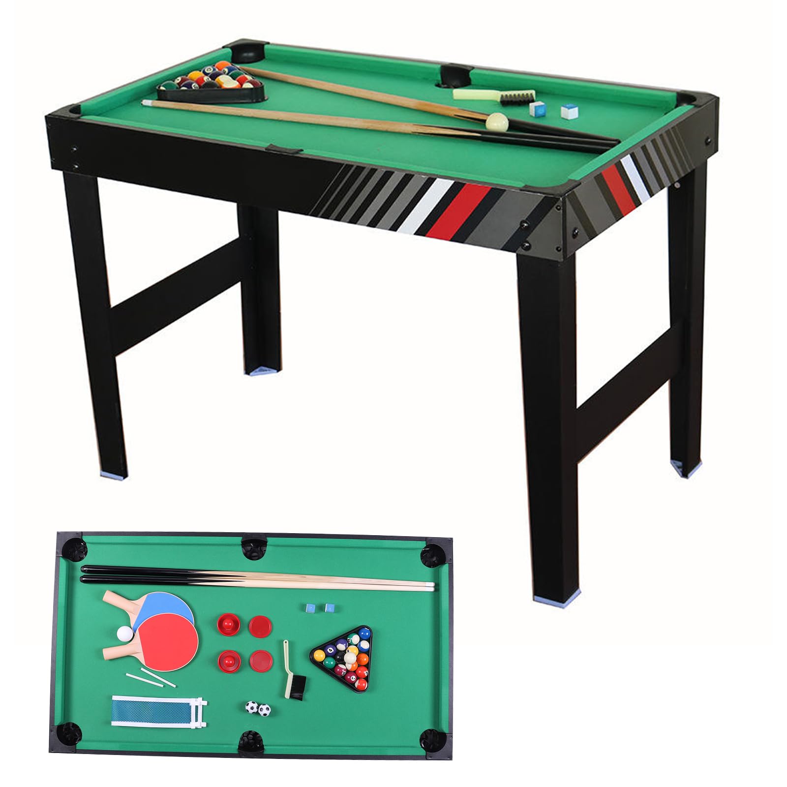 Jogo de mesa de conversão 4 em 1 com jogo de mesa de bilhar de futebol e bilhar, hóquei no gelo, conjunto de mesa de hóquei no ar, resistente ao desgaste para amigos e familiares jogarem