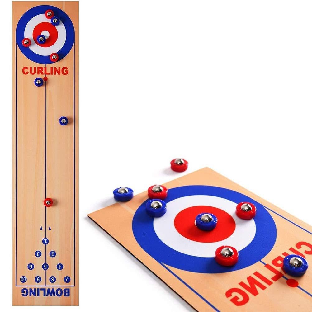 VINGVO VINGVO Conjunto de Jogos de Mesa 3 Em 1, Tapete de Jogo de Tabuleiro de Boliche Shuffleboard, Tabuleiro de Jogo Com Superfície Lisa, Ideal para Família, Crianças, Adultos e Festas Em