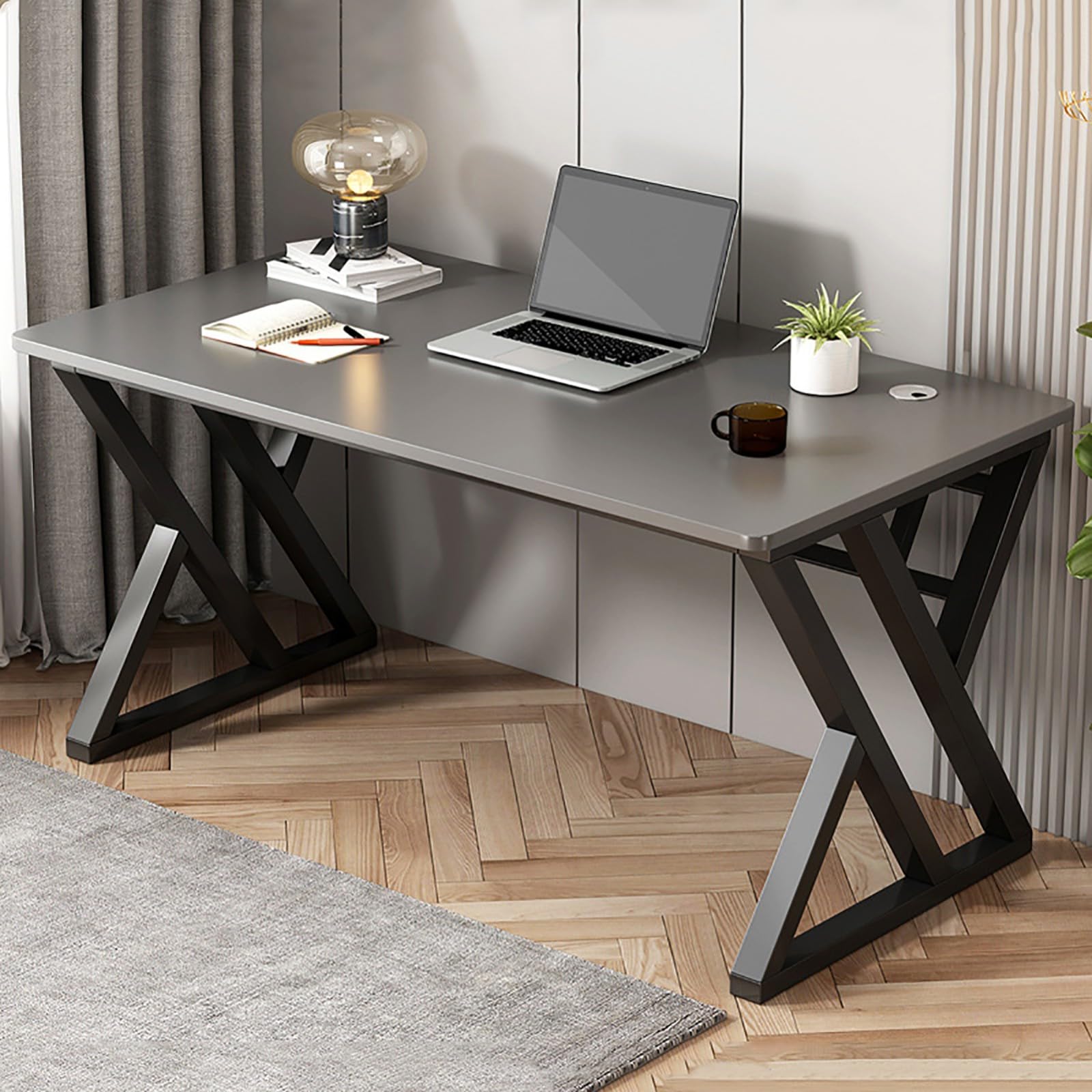 Mesa de computador moderna 100 x 75 x 60 cm, estação de trabalho multifuncional para estudo e jogos, mesa de canto com economia de espaço para áreas pequenas, design elegante para escritório em casa e