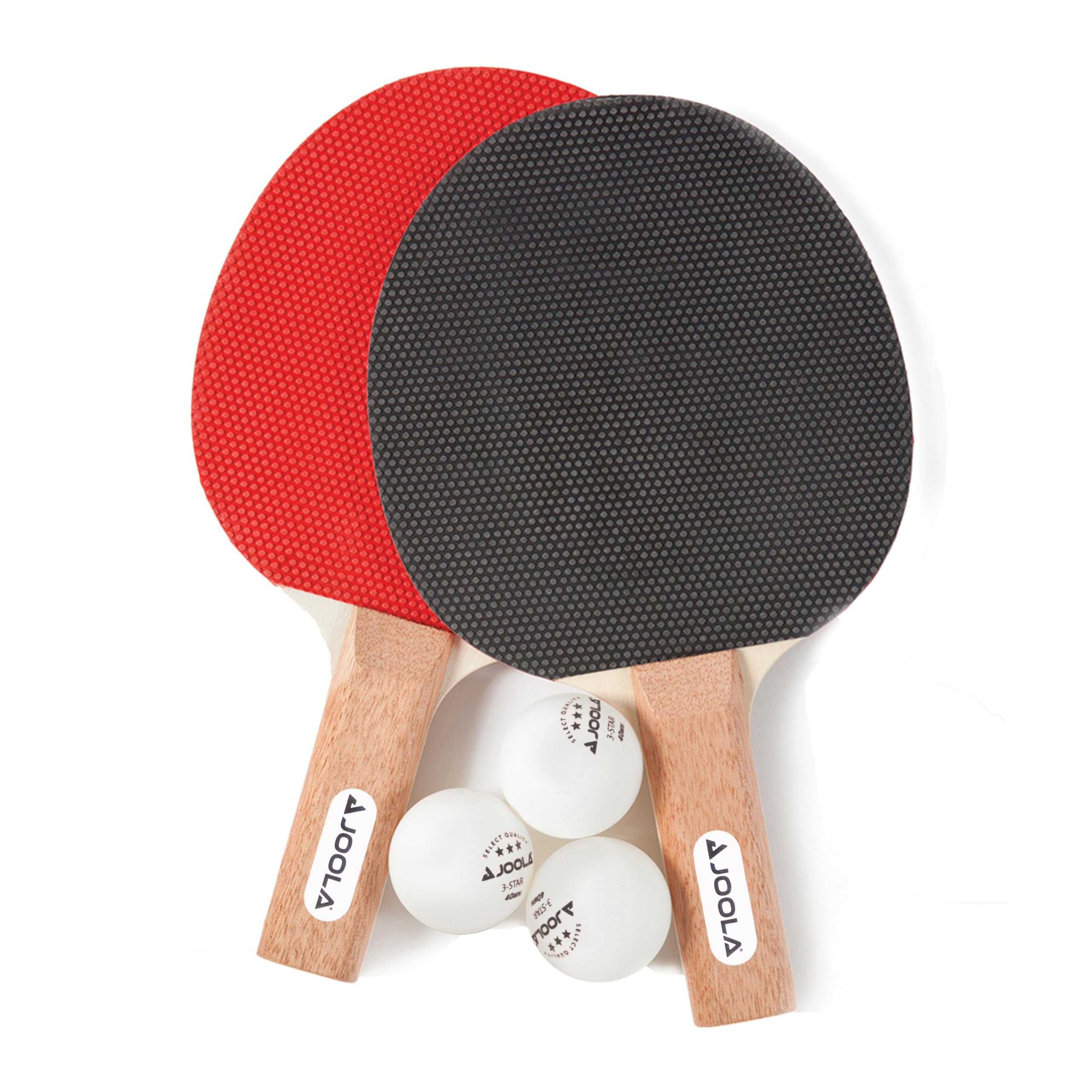 JOOLA Essentials Duel Conjunto de raquete de tênis de mesa para 2 jogadores com 2 raquetes de pingue-pongue e 3 bolas - Pips Out Hardbat Raquetes de Ping Pong Ótimo para todos os níveis de jogo e