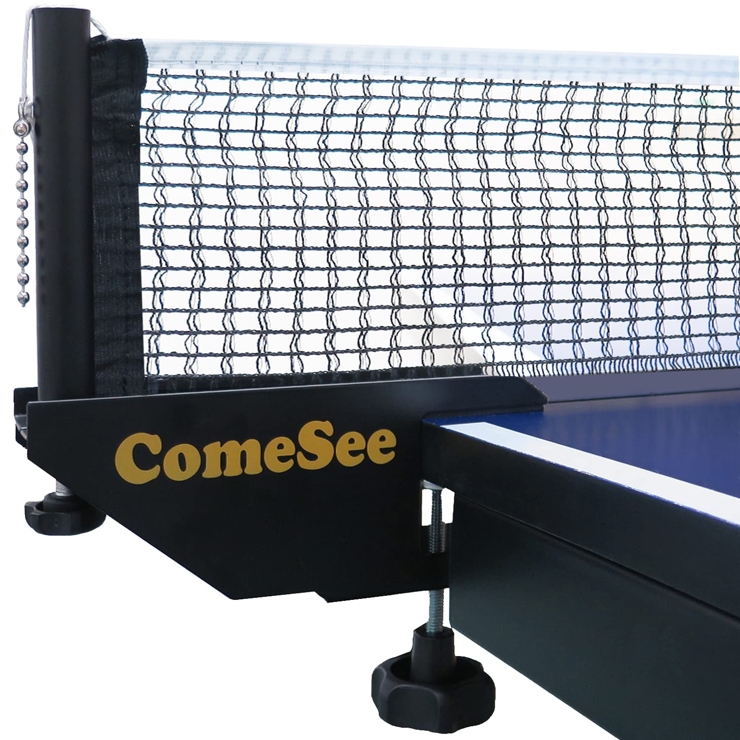 Comesee Conjunto profissional de pino de mesa de pingue-pongue, grampo de parafuso de força com inserção de clipe de rede, suporte de aderência de 4 cm de largura, tensão e altura ajustável, fácil