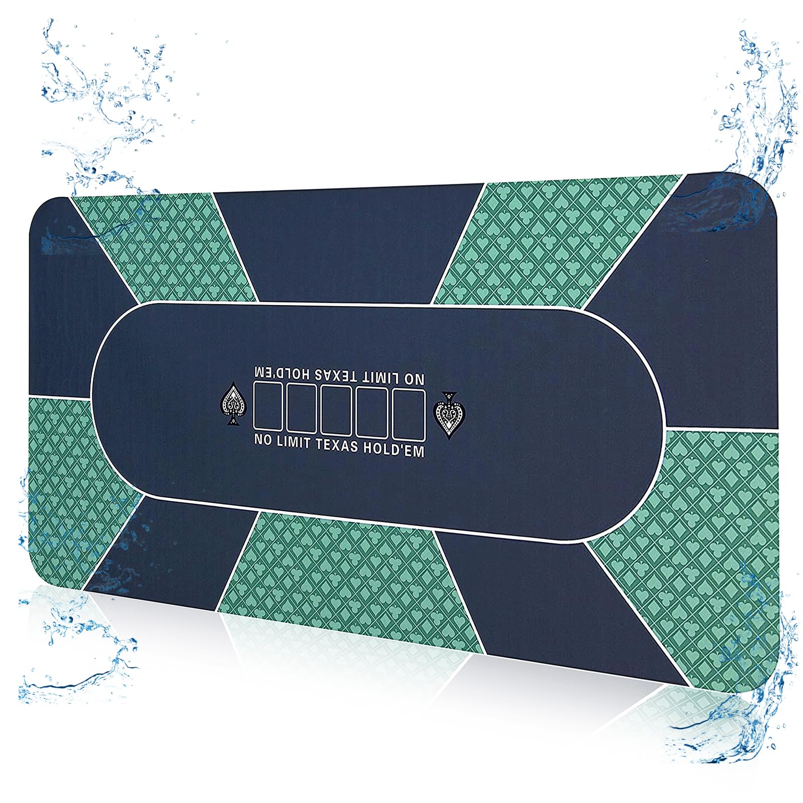 Tapete de pôquer de 177 x 89 cm para mesa, Texas Hold'em tapete de mesa de pôquer com bolsa de transporte, tapete de blackjack de borracha antiderrapante à prova d'água para noites de jogos