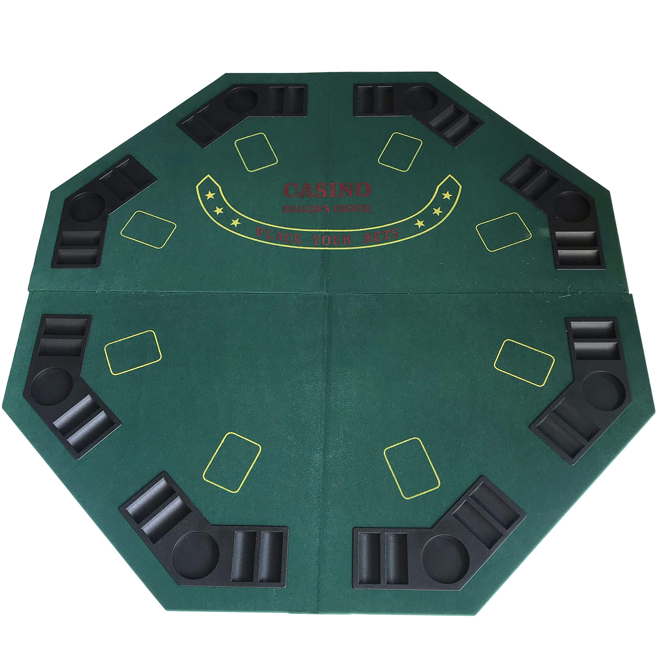 122 cm Octógono Dobrável Mesa de Pôquer Topo de 8 Jogadores Casino Texas Hold'em Layout de Pôquer com Estojo de Transporte