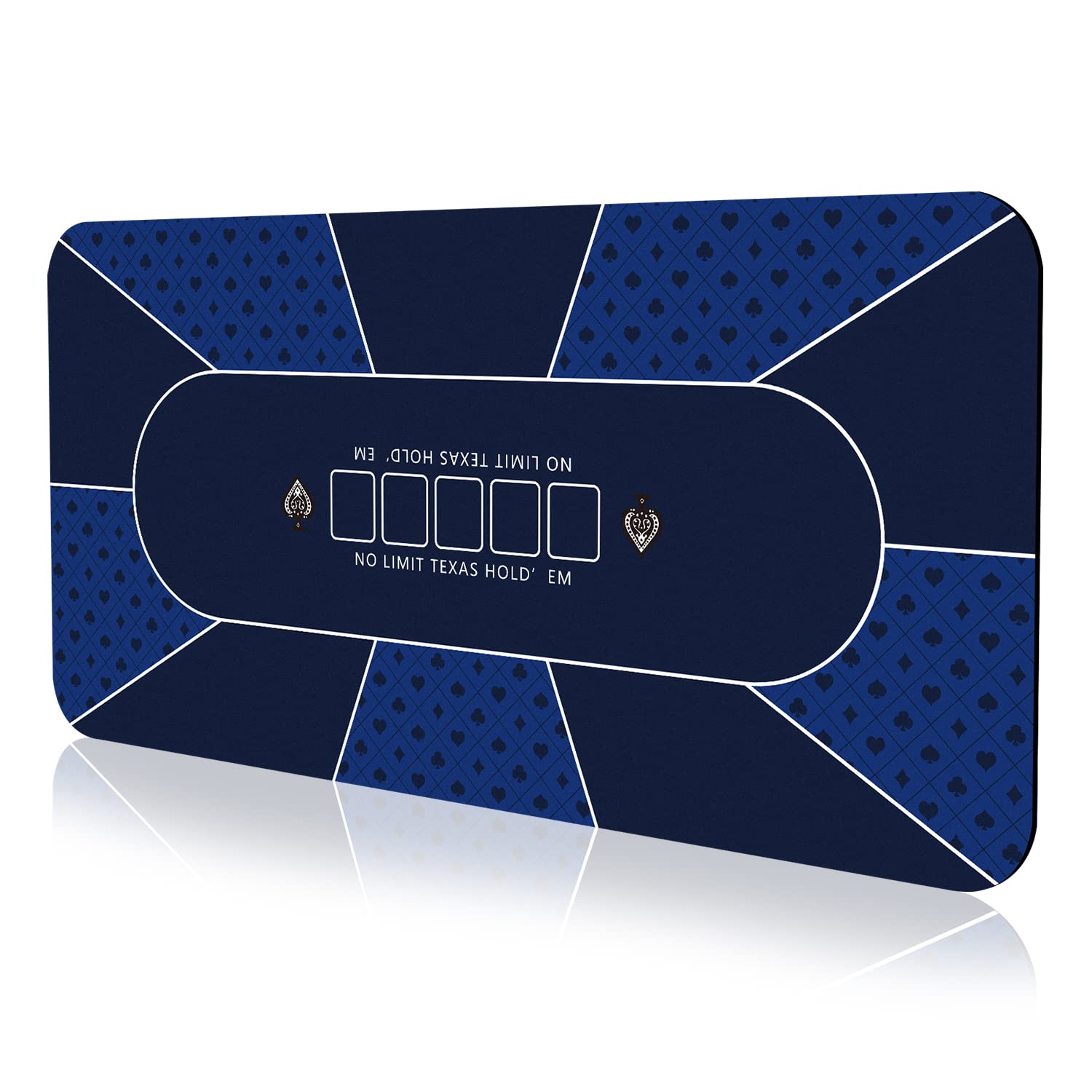 Tapete de pôquer de 177 x 89 cm, tapete de borracha Texas Hold'em para 8 jogadores, topo de pôquer para mesas, layout de mesa de pôquer portátil dobrável com bolsa de transporte para jogos de pôquer,