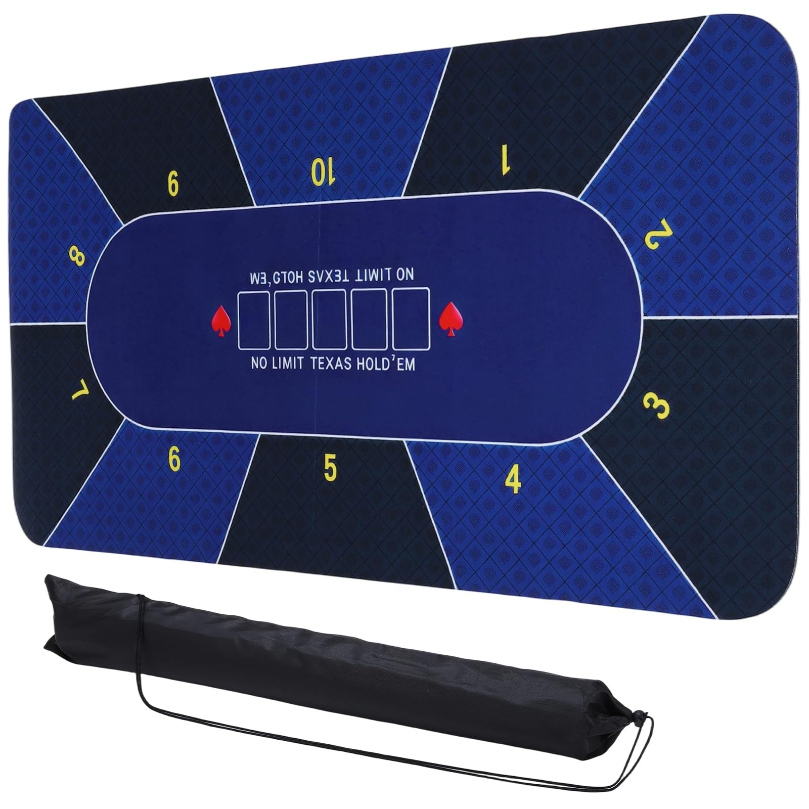 DTGN Tapete de mesa de pôquer portátil, 119 cm x 61 cm, tapete de pôquer de borracha dobrável antiderrapante, tampo de mesa com redução de ruído com bolsa de armazenamento de poliéster para jogos de