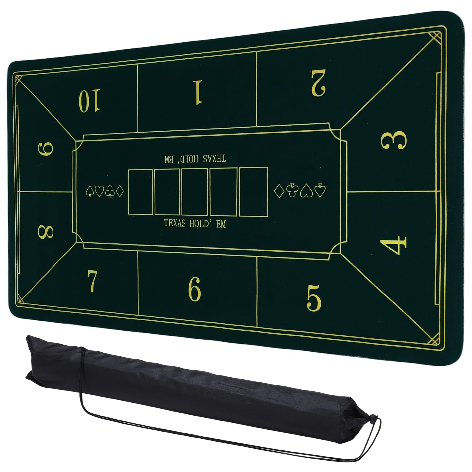 DTGN Tapete de mesa de pôquer portátil, 119 x 61 cm, tapete de pôquer de borracha dobrável antiderrapante, tampo de mesa com redução de ruído com bolsa de armazenamento de poliéster para jogos de mesa