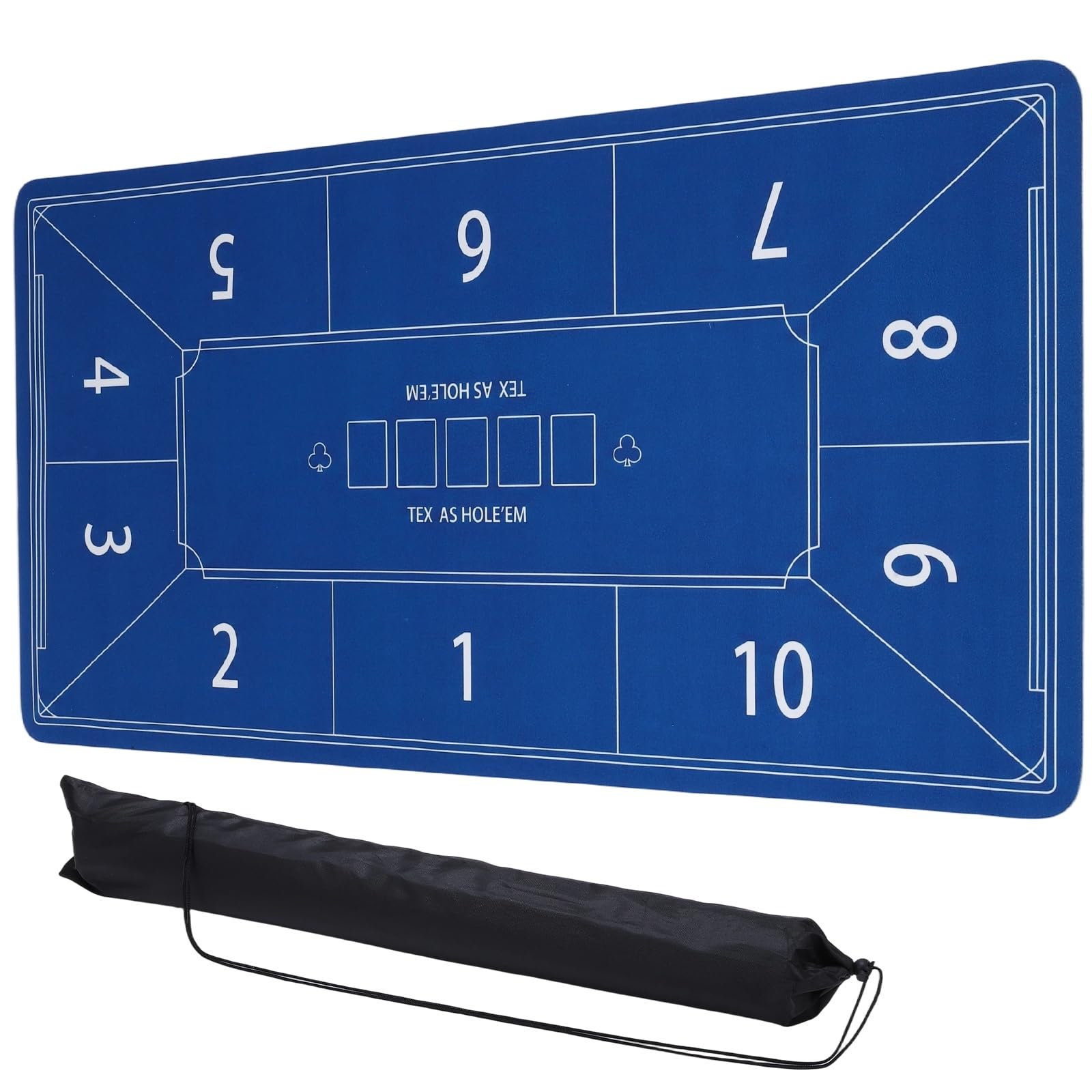 DTGN Tapete de mesa de pôquer portátil, 180 x 89 cm, tapete de pôquer de borracha dobrável antiderrapante, tampo de mesa com redução de ruído com bolsa de armazenamento de poliéster para jogos de mesa