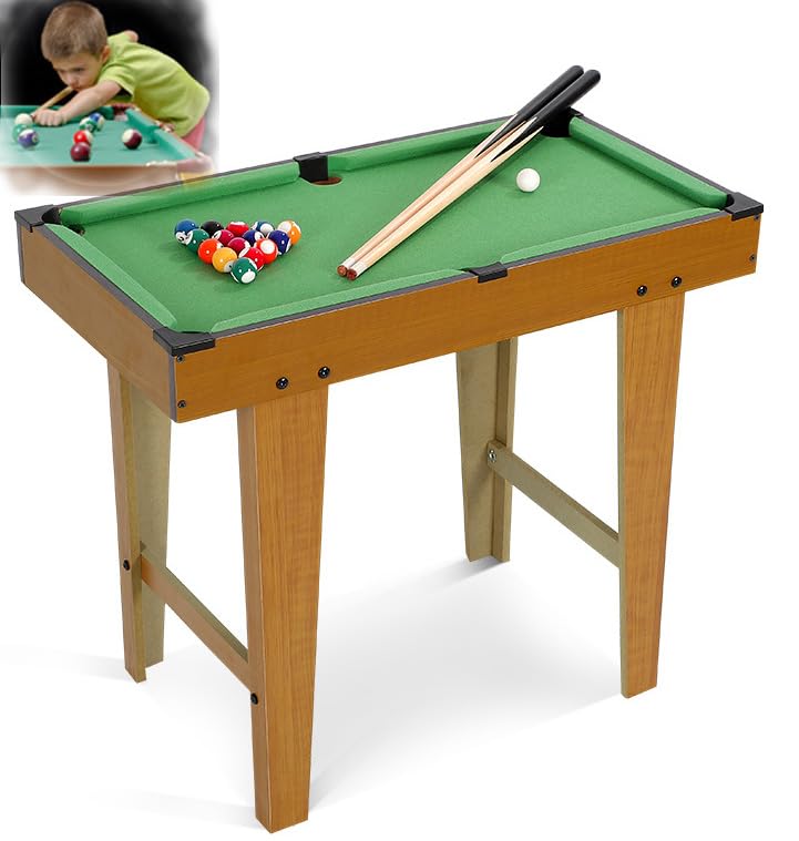 BAHARDAN Mini Mesa de Sinuca com 2 Tacos e 16 Bolas, 70x37x60cm, Mesa Sinuca Portátil, WSX232