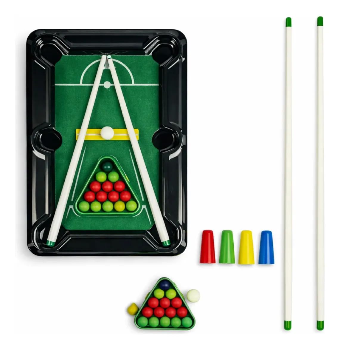 Mini Mesa de Bilhar Sinuca Infantil Portátil 17x26cm | Kit Completo com Acessórios, 2 Mini Tacos Inclusos, 10 Bolas Coloridas, Leve e Prático, Para 2 Jogadores
