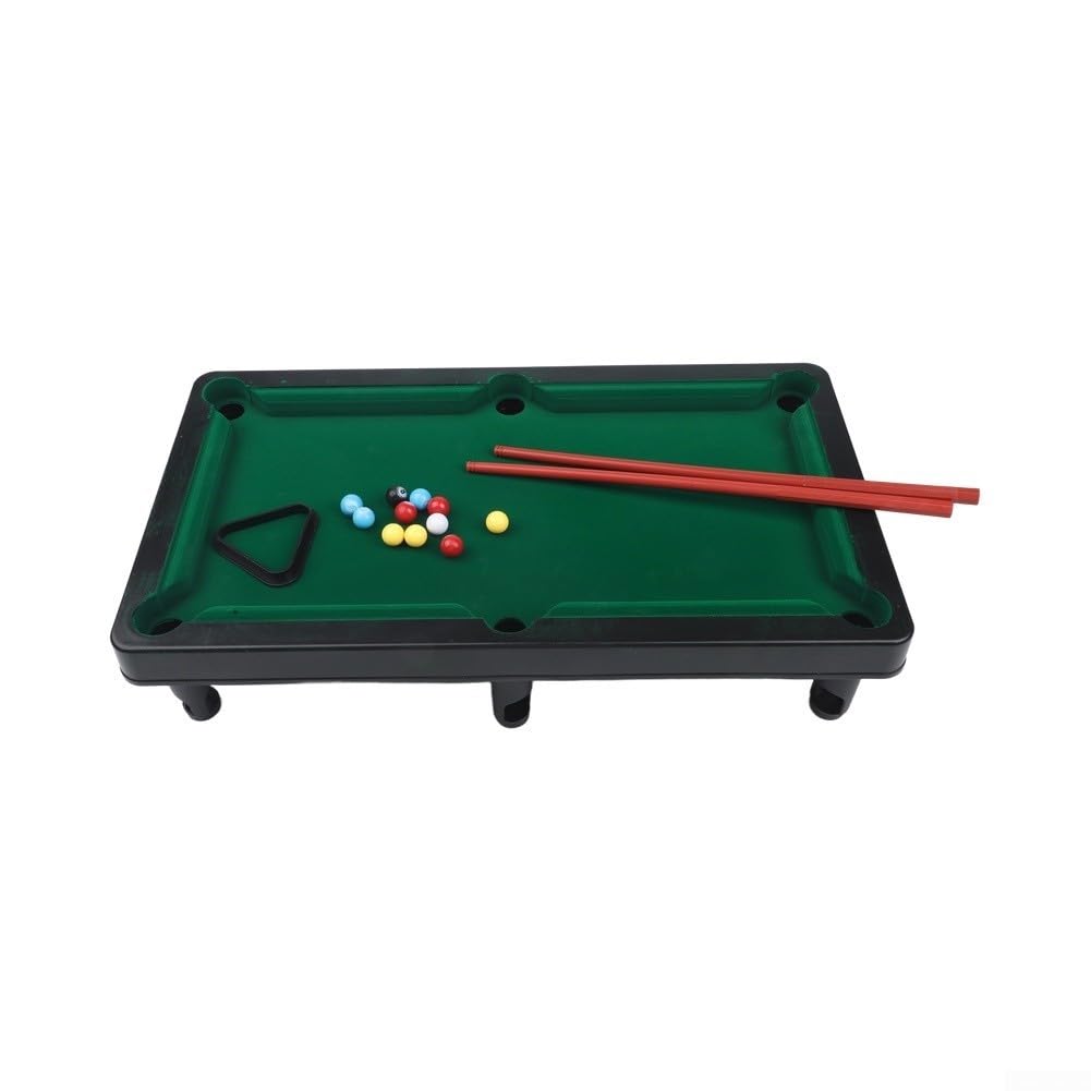 Conjunto de mesa de bilhar portátil de plástico de 60 cm para mini bilhar portátil | Moldura de plástico grosso, tamanho de 69,8 cm, inclui para tacos e bolas, base estável, brincadeiras internas
