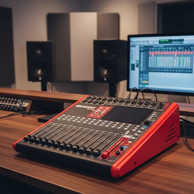 Mesa de Som Digital 20 Canais Soundvoice Shift20 Mixer Profissional WiFi Touch Screen Interface de Áudio USB para Gravação, Igreja, Estúdio e Shows ao Vivo