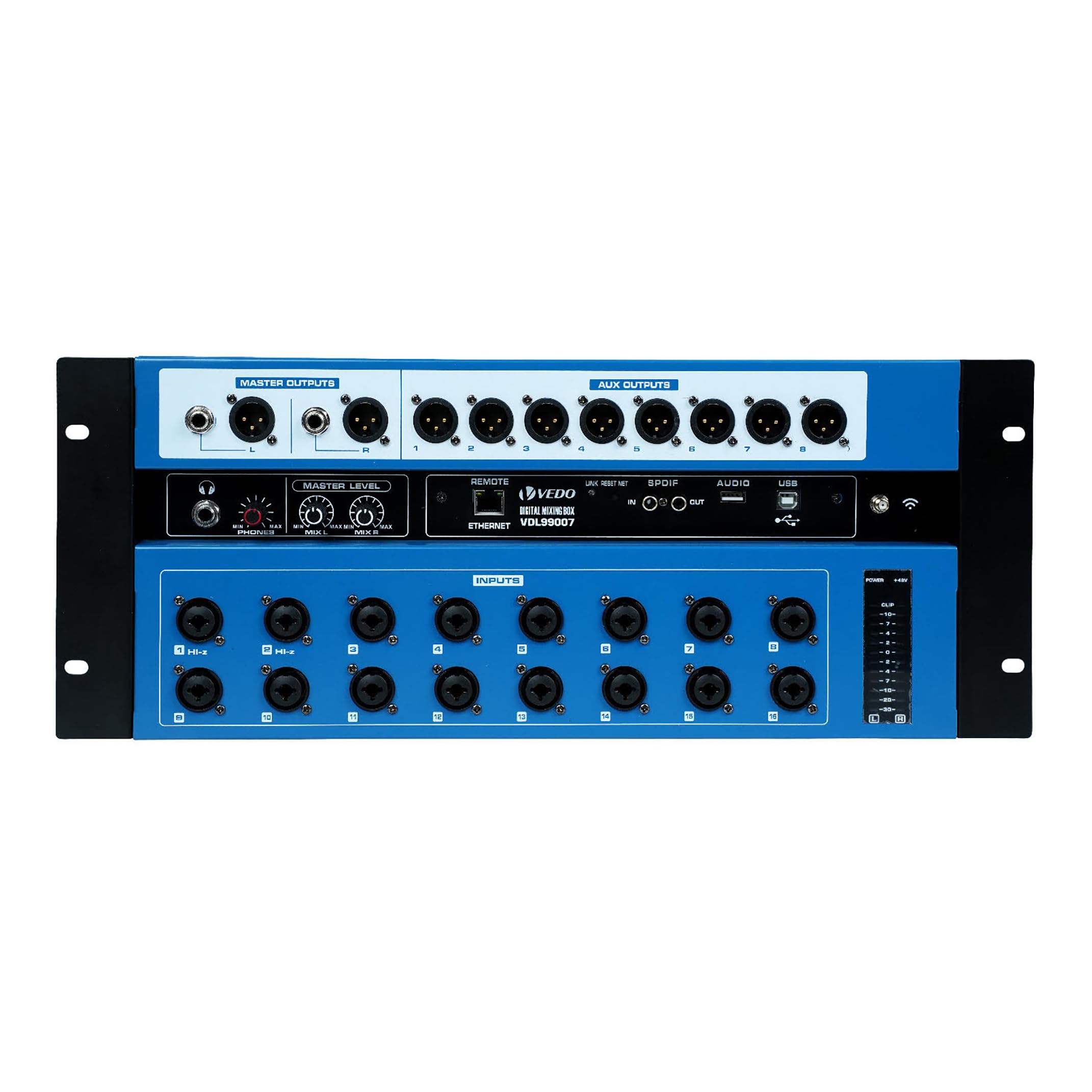 Mesa de Som Digital 16 Canais, Mixer Profissional Rack com 12 Cenas, 2 Efeitos, WIFI, USB 16x16, 48V Phantom, para Shows e Igrejas