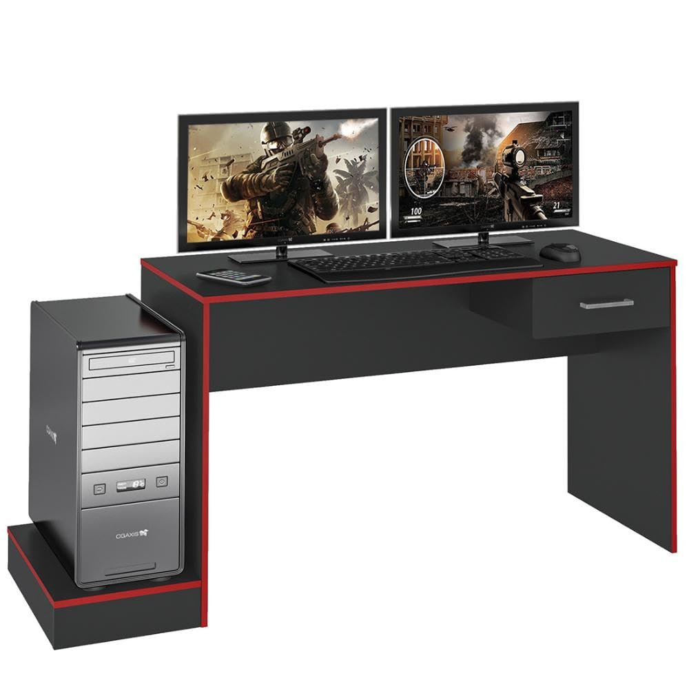 Artely Mesa Gamer para Computador, Preto/Vermelho