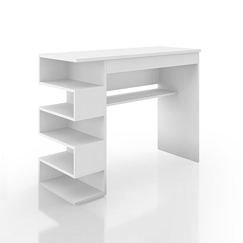 Mesa Gamer Escrivaninha 90cm com Nicho Organizacional Estilo Moderno Home Office Computador Estudo Quarto Branco Compacta Funcional