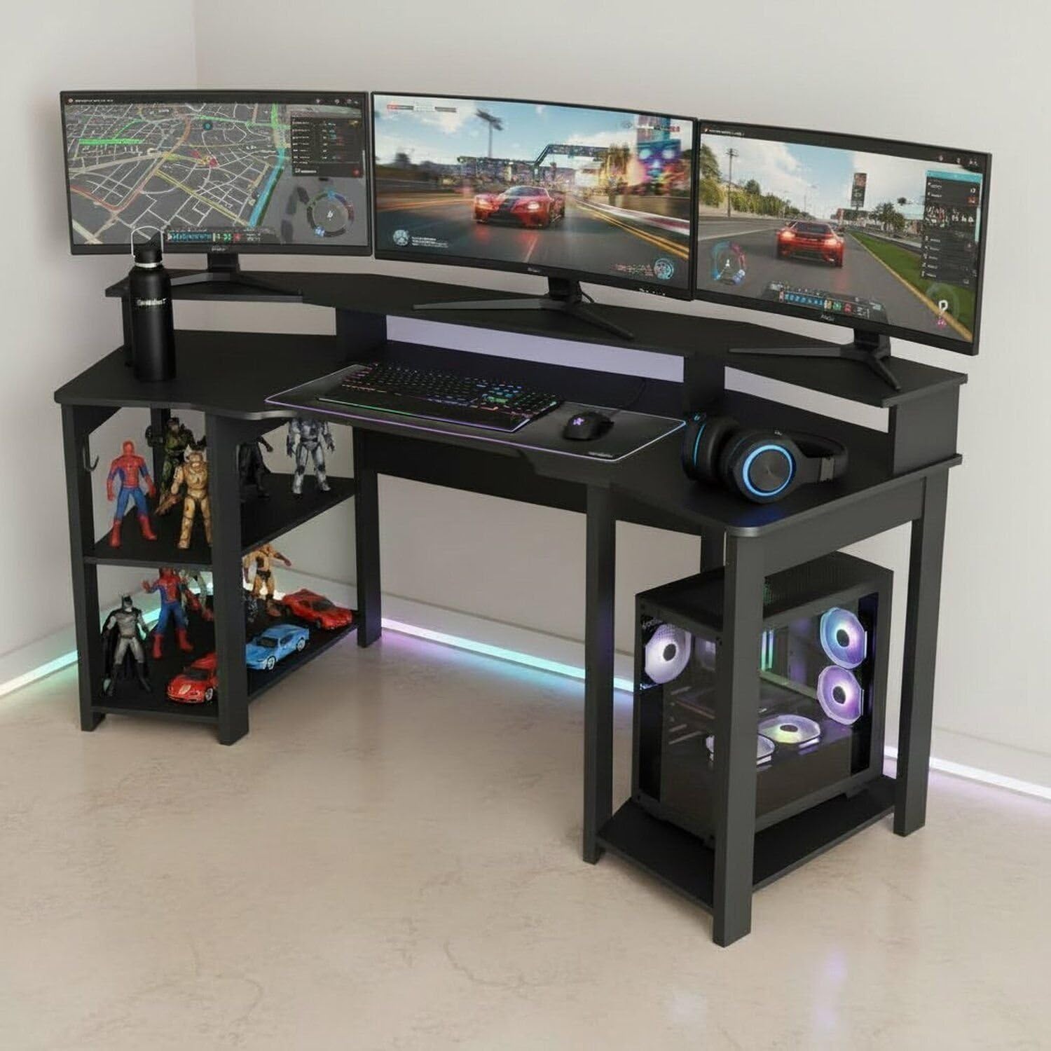 Tecno Mobili Mesa Gamer ME4167 186,6cm Preto Preto Preto